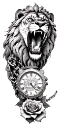 Pujabi, Lion roaring lion wearing Chain, Letter "G", Timepiece, money, Stocks, Finance, Roses, Love, Mechanic, Tractor tattoo design idea
