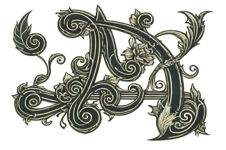 musical note with an initial of my name Alex that is small and black and 8cm long tattoo design idea