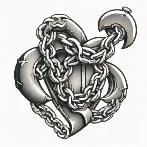 chain heart outline in marine or anchor chain link tattoo design idea