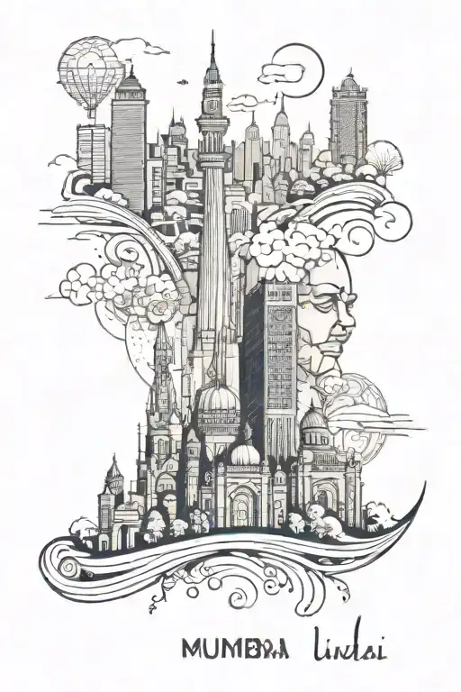 something related to Mumbai skyline with a subtle tattoo design idea