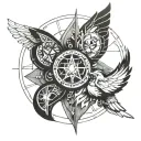 Combine elements of ring announcing with Christian imagery in a blackwork tattoo inspired by Teen Titans tattoo design idea