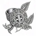 Combine elements of ring announcing with Christian imagery in a blackwork tattoo inspired by Teen Titans tattoo design idea