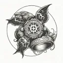 Combine elements of ring announcing with Christian imagery in a blackwork tattoo inspired by Teen Titans tattoo design idea