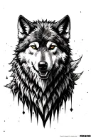 aggressive wolf and mountains tattoo design idea