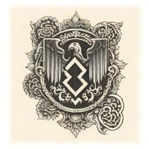 Create a tattoo image consisting of the Reichsadler of the 3. Reich and the symbol f the Islamic republic of Iran in bla tattoo design idea
