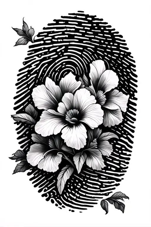 Fingerprint with iris flowers wrapped tattoo design idea