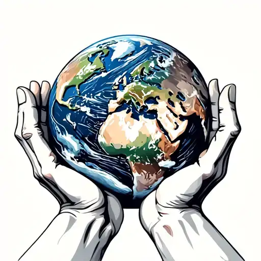 Hands Holding Earth tattoo design idea