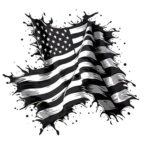 American flag  tattered tattoo design idea