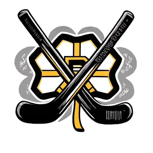 ice hockey sticks over shamrock intertwined representing boston bruins tattoo design idea