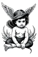 Black grey tattoo baby  gangster angel tattoo design idea