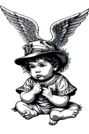 Black grey tattoo baby  gangster angel tattoo design idea
