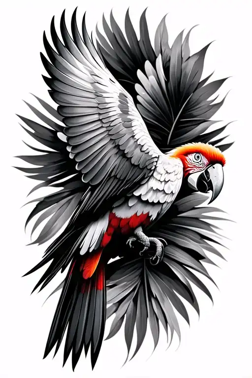 scarlet macaw flying bird tattoo design idea