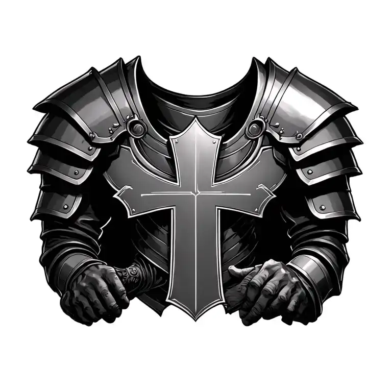 Full Armor Of God with cross tattoo design idea