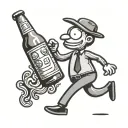 stick figure walking with a beer bottle holding tattoo design idea