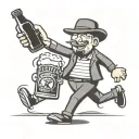 stick figure walking with a beer bottle holding tattoo design idea