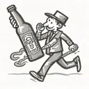 stick figure walking with a beer bottle holding tattoo design idea