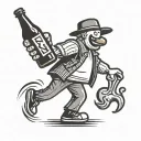 stick figure walking with a beer bottle holding tattoo design idea