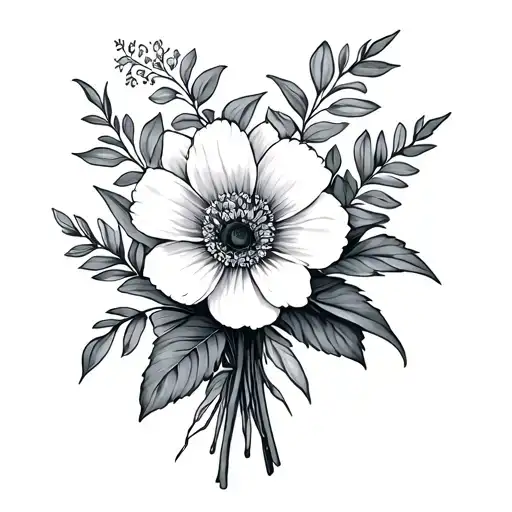 Birth Flower Bouquet" Tattoo Design tattoo design idea