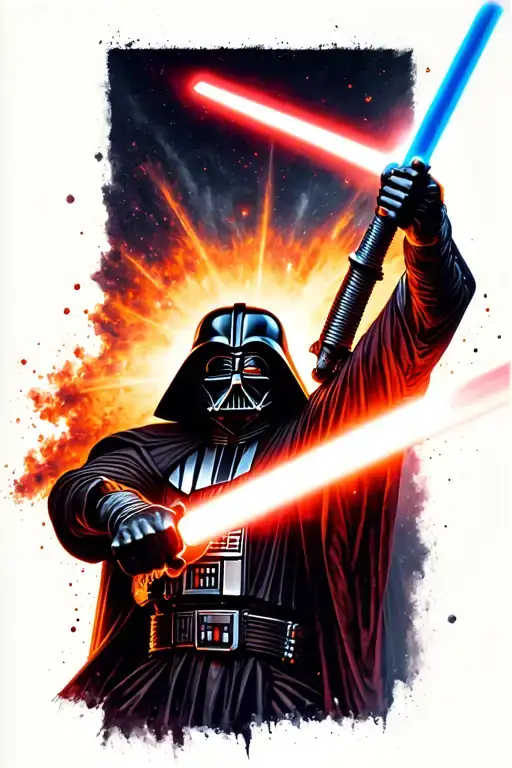 Darth Vader wielding a lightsaber tattoo design idea