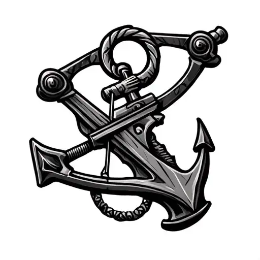 crossbow made from an anchor tattoo design idea