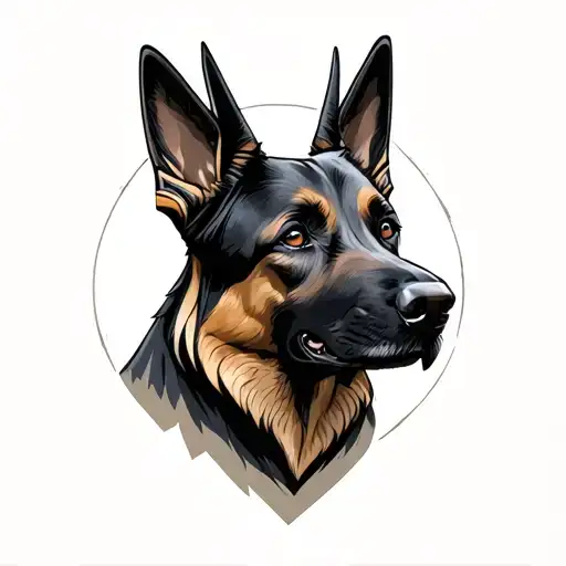 Anubis with German shepherd head tattoo design idea