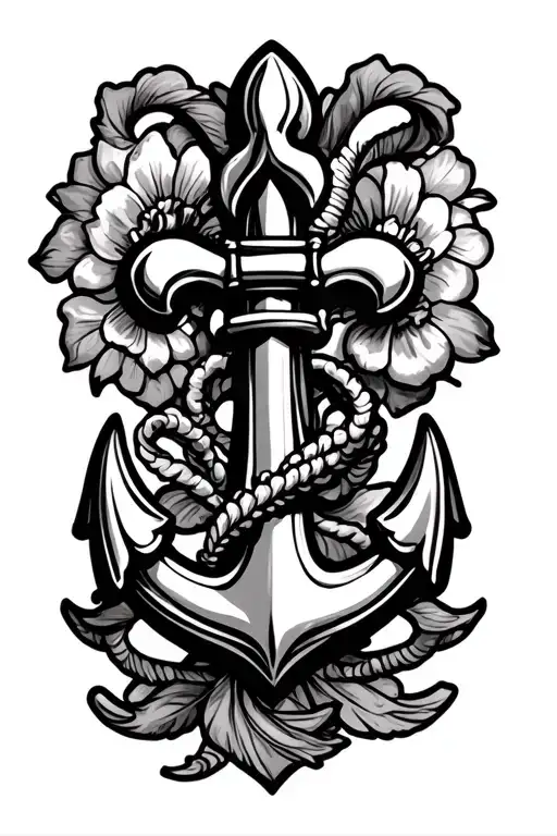 anchor with fleur de lis an ermine tatoo tattoo design idea