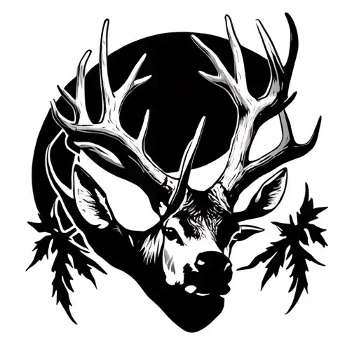 Deer Antler outline tatoo with 10 points  tattoo design idea