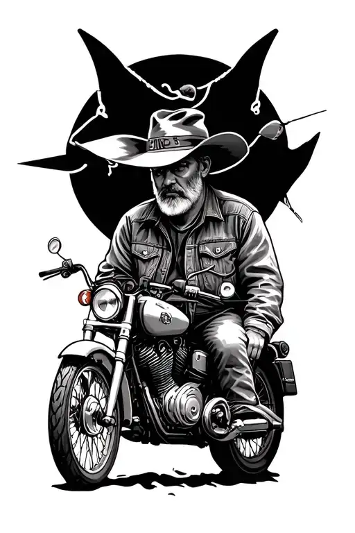 father memorial with hunting, fishing, and motorcycle tattoo design idea