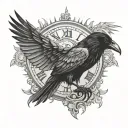 raven on the clock tattoo design idea