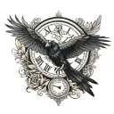 raven on the clock tattoo design idea