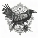 raven on the clock tattoo design idea