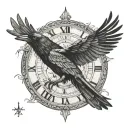 raven on the clock tattoo design idea