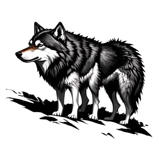 nordic 2 wolves skoll and hati sun tattoo design idea