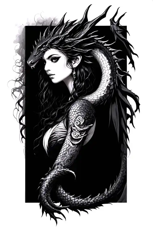 Gloria using gothic style with dragon wrapped tattoo design idea