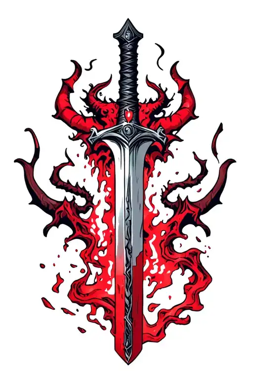 adventure time finns demon blood sword traditional style tattoo design idea