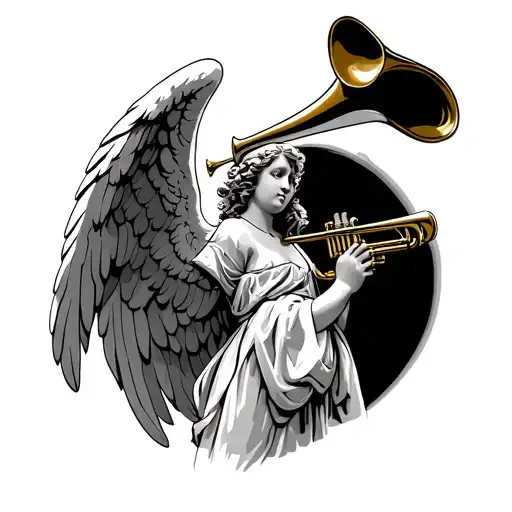 Angel With Trumpet tattoo design idea