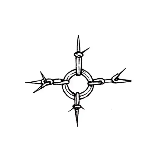a small (1 square inch) tattoo of a chain-ring (multiple links) with spikes tattoo design idea