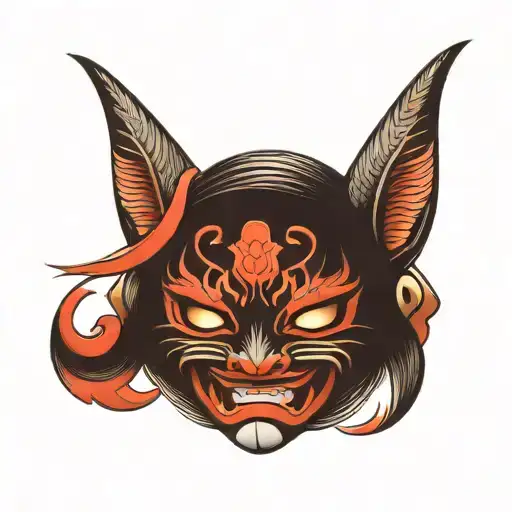 kuromi oni mask tattoo design idea