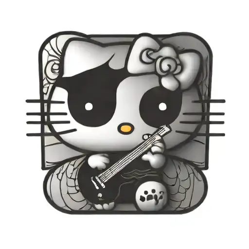 hello kitty black metal music tattoo design idea
