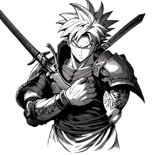 Upper Arm / Shoulder:	•	Guts in Berserker armor, sword over the shoulder	•	Ichigo (Hollow or Bankai form)	•	Goku (Sup tattoo design idea