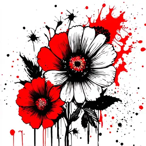 simple flowers with thick strokes, following styles like Tanner Clark and the painter Basquiat tattoo design idea