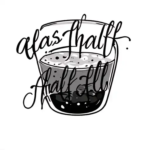 "glass half full" simple outline of an hour glass filled tattoo design idea