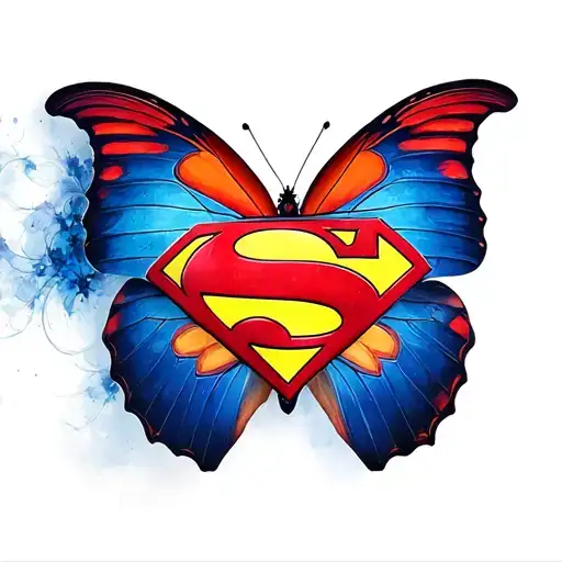 butterfly with Superman logo tattoo design idea