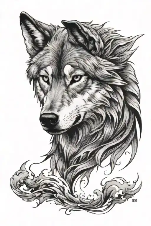 wolf head tattoo design idea