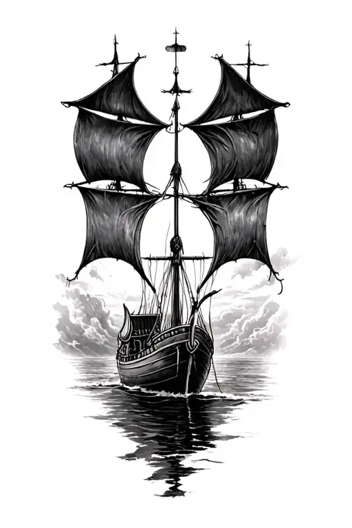 Viking Boat storm gustave dore tattoo design idea