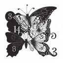 three butterflies with the numbers 1, 4, and 8  tattoo design idea