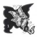 three butterflies with the numbers 1, 4, and 8  tattoo design idea
