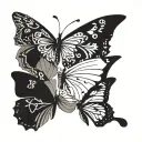 three butterflies with the numbers 1, 4, and 8  tattoo design idea