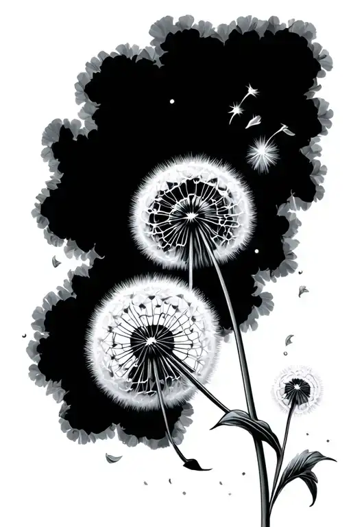 dandelion blowing tattoo design idea