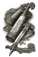 sword and bible scripture tattoo design idea